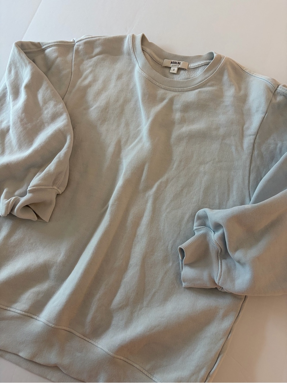 Agolde Women’s 3/4 Pullover Sweatshirt Size S Cotton Blueish Gray Casual Layer - Picture 12 of 13